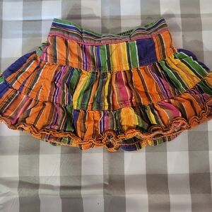 Vintage Girl's Colorful Striped Ruffle Skirt
